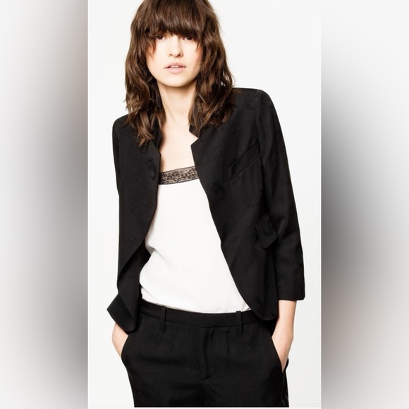 Zadig & Voltaire Verys Jac Paisley Black Blazer - Size FR38/Medium/US6 - Picture 1 of 16